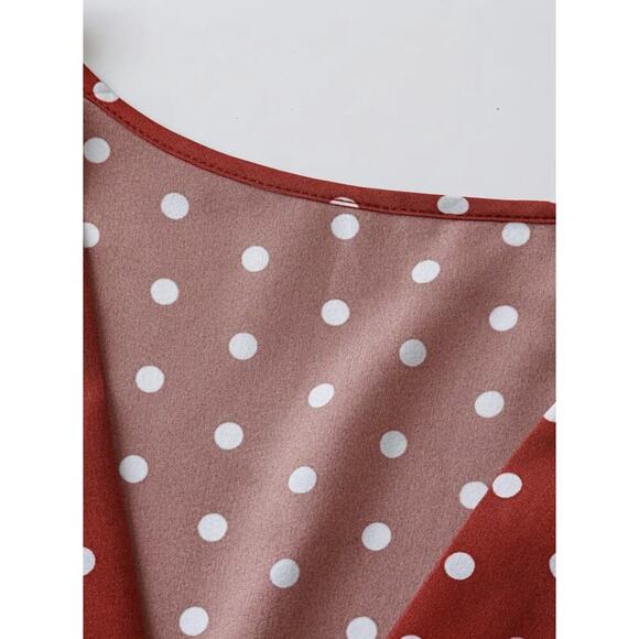 Plus Size Polka Dot Dress 4XL Deep V Neck Fit and Flare Red US 20 - Picture 10 of 12